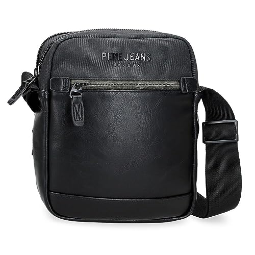 Pepe Jeans Grays Umhängetasche, Schwarz, 17 x 22 x 7,5 cm, Polyester, Schwarz, Talla única, Umhängetasche von Pepe Jeans