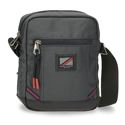 Pepe Jeans Hackney Umhängetasche, mittelgroß, Grau, 17 x 22 x 6 cm, Baumwolle, Polyester und PU., Mehrfarbig (Mehrfarbig), Talla única, Mittlere Umhängetasche von Pepe Jeans