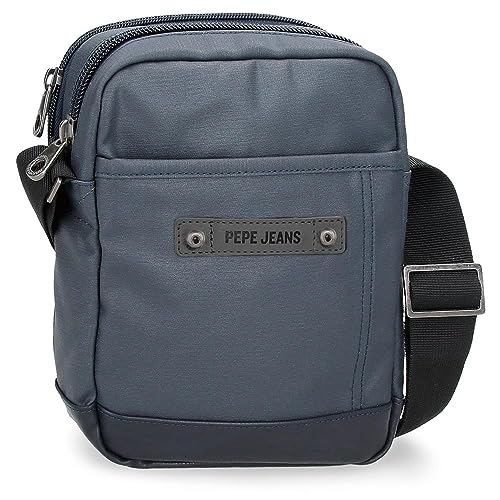 Pepe Jeans Hatfield Umhängetasche mit zwei Fächern, Blau, 17 x 22 x 7,5 cm, Polyester, blau, Talla única, Umhängetasche mit zwei Fächern von Pepe Jeans