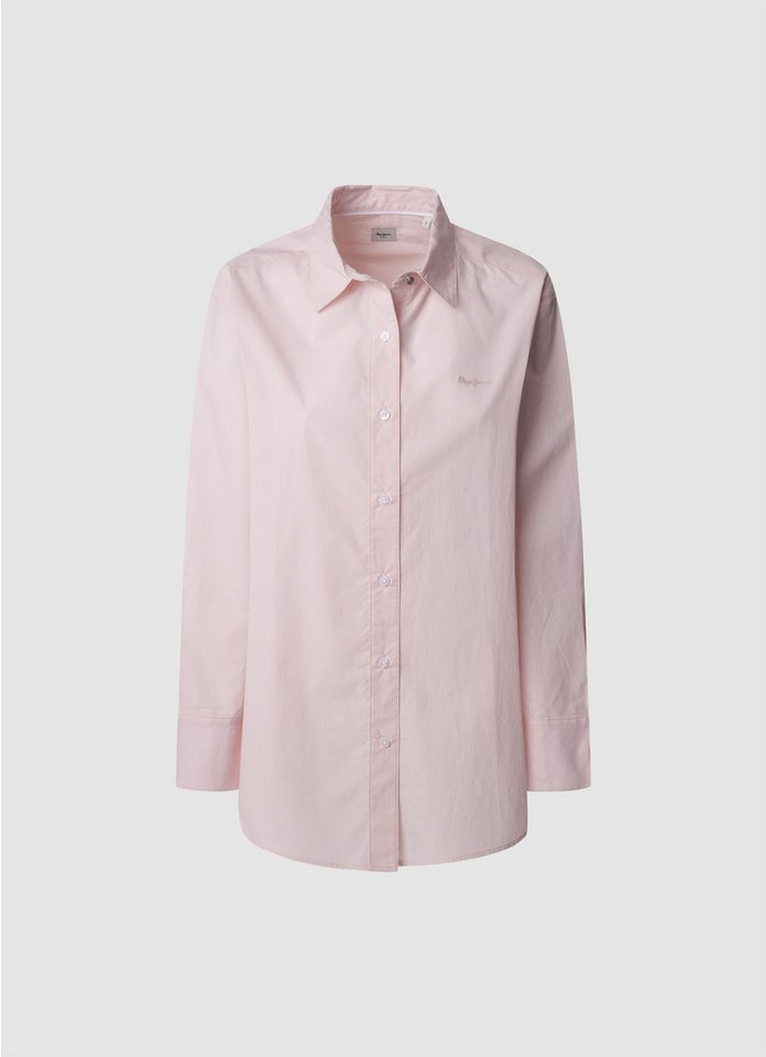 Pepe Jeans Hemdbluse mit Ton-in-Ton Logostickerei auf der Brust Pepe Jeans Hemdbluse mit Ton-in-Ton Logostickerei auf der Brust von Pepe Jeans