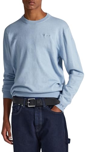 Pepe Jeans Herren Andre Crew Neck Pullover Sweater, Blue (Bleach Blue), M von Pepe Jeans