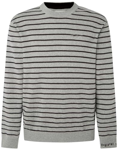 Pepe Jeans Herren Andre Stripes Pullover Sweater, Grey (Grey Marl), S von Pepe Jeans