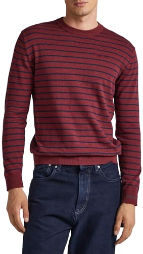 Pepe Jeans Herren Andre Stripes Pullover Sweater, Red (Burgundy), M von Pepe Jeans