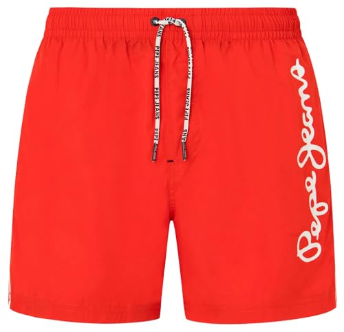 Pepe Jeans Herren-Badeshorts mit Logo, Rot (Cherry Red), XL von Pepe Jeans