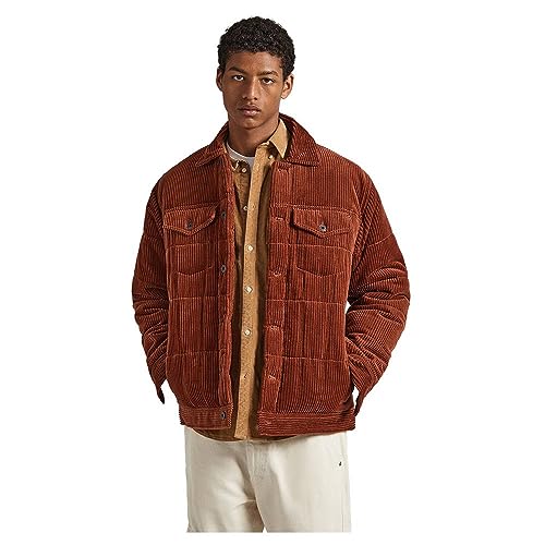 Pepe Jeans Herren Barnet Cord Puffer Jacket, Brown (Sculpture), M von Pepe Jeans
