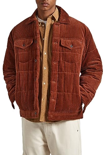 Pepe Jeans Herren Barnet Cord Puffer Jacket, Brown (Sculpture), XL von Pepe Jeans