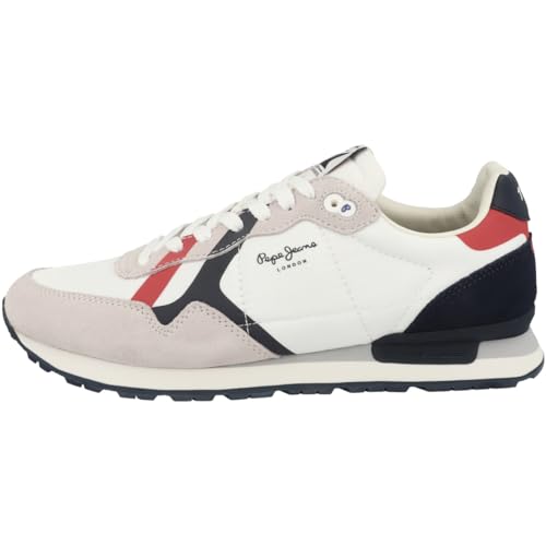 Pepe Jeans Herren Brit Road M Sneaker, Weiß (Weiß), 10 von Pepe Jeans