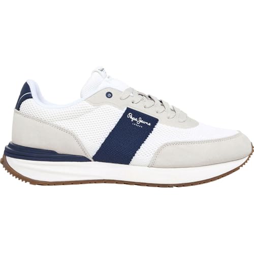 Pepe Jeans Buster Knit Leder Turnschuhe weiß von Pepe Jeans
