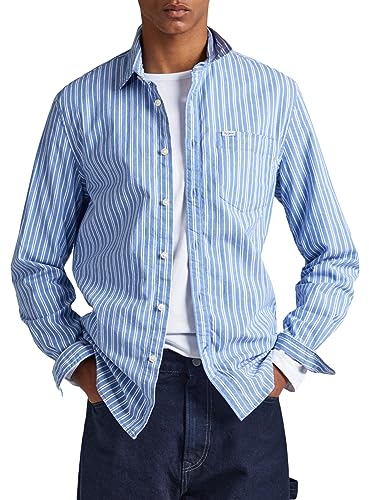 Pepe Jeans Herren Castle Shirt, Blue (Bleach Blue), XL von Pepe Jeans