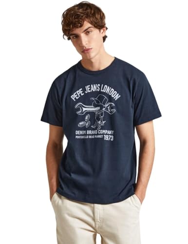 Pepe Jeans Herren Cedric T-Shirt, Blau (Dulwich Blue), L von Pepe Jeans