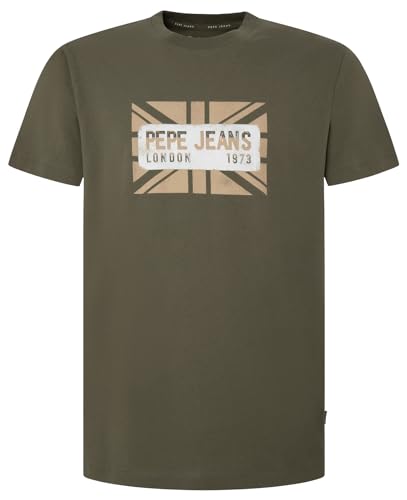 Pepe Jeans Herren Credick T-Shirt, Green (Military Green), M von Pepe Jeans