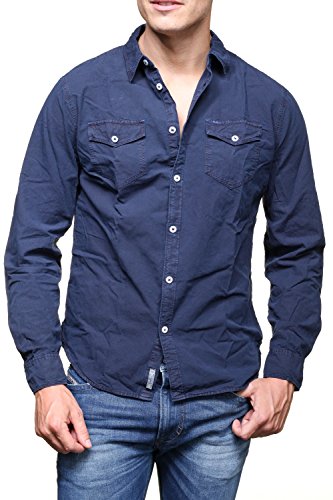 Pepe Jeans Herren Dioniso Freizeithemd, Blau (Ink), 45 (Herstellergröße: X-Large) von Pepe Jeans