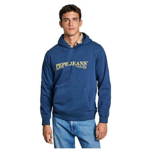 Pepe Jeans Herren Dylan Hoodie Sweatshirt, Blau (Sterling Blue), L von Pepe Jeans