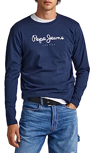 Pepe Jeans Herren Eggo Long T-Shirt, Marineblau, XS von Pepe Jeans