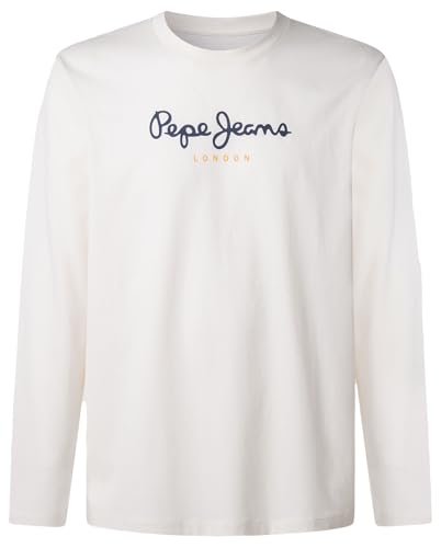 Pepe Jeans Herren Eggo Long T-Shirt, Weiß (Antique White), S von Pepe Jeans