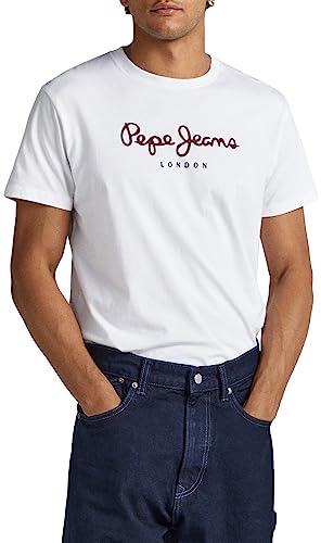 Pepe Jeans Herren Eggo Long T-Shirt, 800weiß, XL von Pepe Jeans