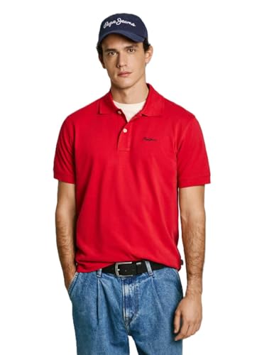 Pepe Jeans Herren Essential Polo Contrast Logo Poloshirt, Rugby-Rot, S von Pepe Jeans