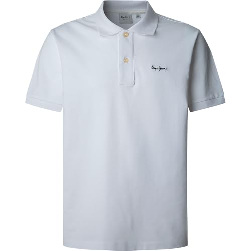 Pepe Jeans Herren Essential Polo Contrast Logo Poloshirt, weiß, M von Pepe Jeans