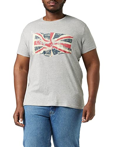 Pepe Jeans Herren Flag Logo N T-Shirt, Grey (Grey Marl), L von Pepe Jeans