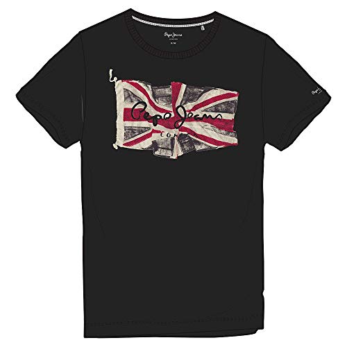 Pepe Jeans Herren Flag Logo S/S T-Shirt, Washed Black, 6/116 von Pepe Jeans