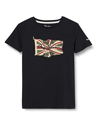 Pepe Jeans Herren Flag Logo S/S T-Shirt, Washed Black, 6 von Pepe Jeans