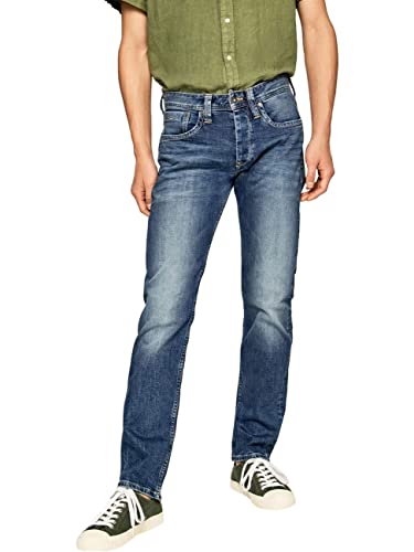 Pepe Jeans Herren Jeans Cash - Regular Fit - Blau - Streaky Stretch Medium W28-W40 98% Baumwolle, Größe:32W / 32L, Farbvariante:Streaky Stretch Medium Z23 von Pepe Jeans