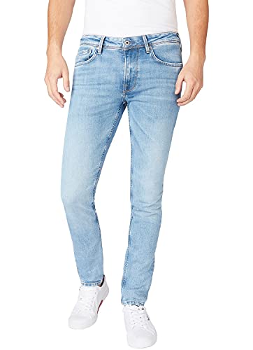 Pepe Jeans Herren Jeans Stanley - Tapered Fit - Blau - Light Used Wiser W28-W40 Stretch 81% Baumwolle, Größe:32W / 34L, Farbvariante:Light Used Wiser PM201705VX5 von Pepe Jeans