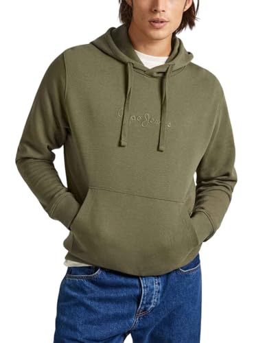 Pepe Jeans Herren Joe Hoodie Hooded Sweatshirt, Green (Military Green), L von Pepe Jeans