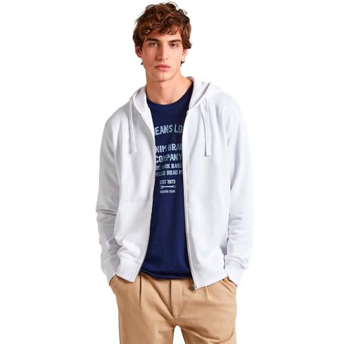 Pepe Jeans Herren Joe Zip Kapuzenpullover, Weiß (Weiß), XXL von Pepe Jeans