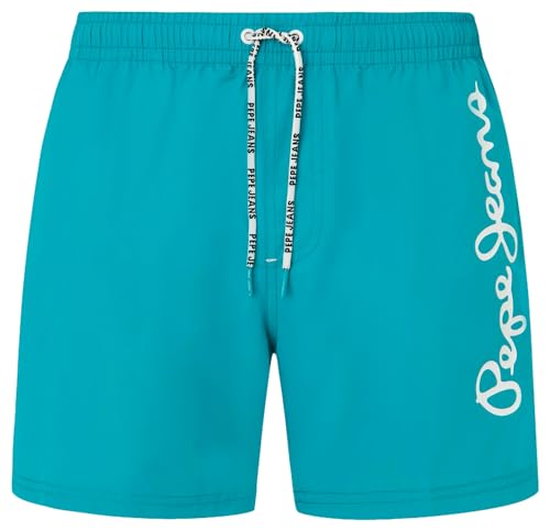 Pepe Jeans Herren Logo Badeshorts, Blau (Dunkeltürkisblau), M von Pepe Jeans