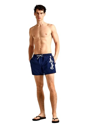 Pepe Jeans Herren Logo Badeshorts, Blau (Navy), M von Pepe Jeans