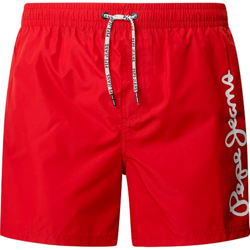 Pepe Jeans Herren-Badehose mit Logo, Rot (Rot), Größe M, Rot (Rot), M von Pepe Jeans