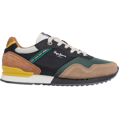 Pepe Jeans Herren London Brand M Sneaker, Brown Dark Stone Beige, 47 EU von Pepe Jeans