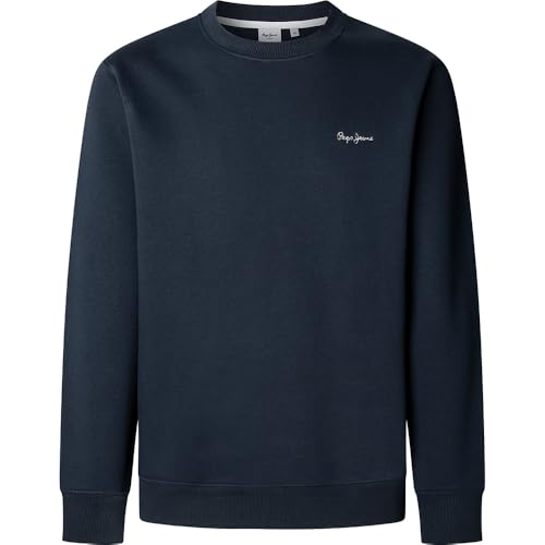 Pepe Jeans Herren Macbeth Small Logo Plain Crew Sweatshirt, Blau (Dulwich Blue), XL von Pepe Jeans
