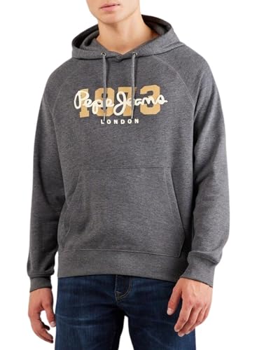 Pepe Jeans Herren Meier Hoodie Hooded Sweatshirt, Grey (Dark Grey Marl), L von Pepe Jeans