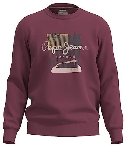 Pepe Jeans Herren Melbourne Sweat Sweatshirt, Red (Crushed Berry), XXL von Pepe Jeans