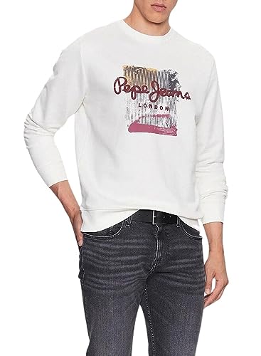 Pepe Jeans Herren Melbourne Sweat Sweatshirt, White (Off White), XL von Pepe Jeans