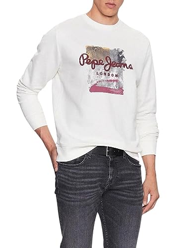 Pepe Jeans Herren Melbourne Sweat Sweatshirt, White (Off White), XS von Pepe Jeans