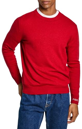 Pepe Jeans Herren New Andre Crew Neck Strickwaren, Rot (Rubinrot), L von Pepe Jeans