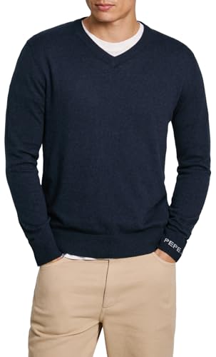Pepe Jeans Herren New Andre V Neck Strickwaren, Blau (Dulwich Blue), X-Large von Pepe Jeans
