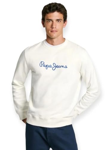 Pepe Jeans Herren New Joe Crew Sweatshirt, Weiß (Off-White), XXL von Pepe Jeans