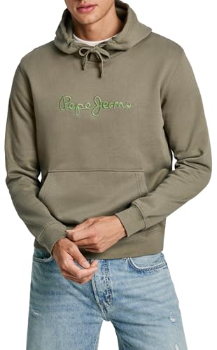 Pepe Jeans Herren New Joe Hoodie Sweatshirt, Grün (Safari Green), S von Pepe Jeans