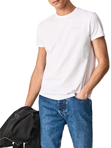 Pepe Jeans Herren Original Basic 3 N T-Shirt, Weiß (White), XS von Pepe Jeans