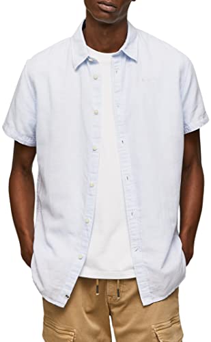 Pepe Jeans Herren Parker Short Shirt, Blue (Bleach Blue), L von Pepe Jeans