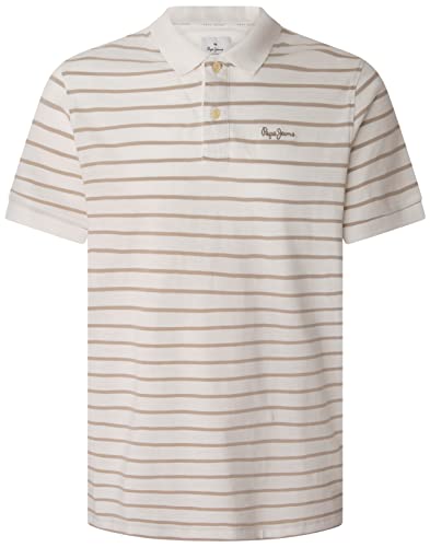 Pepe Jeans Herren Pepe Stripes Polo, White (Off White), XL von Pepe Jeans