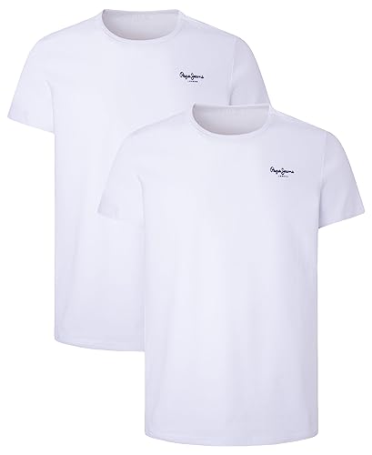 Pepe Jeans Herren Pepe Tshirt 2P Pajama Top, White (White), XXL (2er Pack) von Pepe Jeans