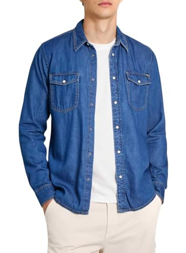 Pepe Jeans Herren Regular Shirt PM308586 Jeanshemd, Blue (Denim-HT8), S von Pepe Jeans