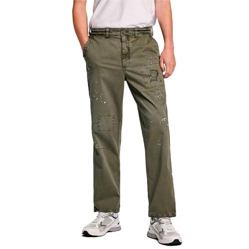 Pepe Jeans Herren Relaxed Distressed Pants-N Hose, Grün (Leaf Green), Bundweite: 97 cm von Pepe Jeans