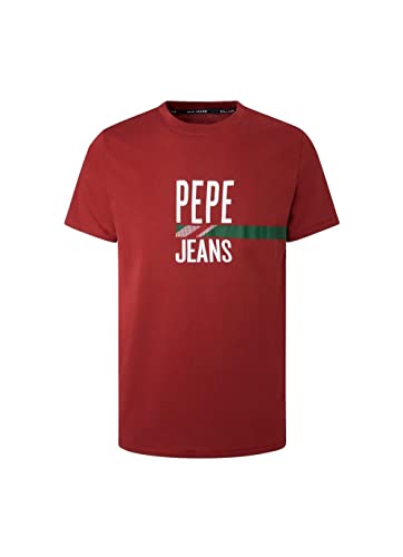 Pepe Jeans Herren Shelby T-Shirt, Red (Burnt Red), XS von Pepe Jeans