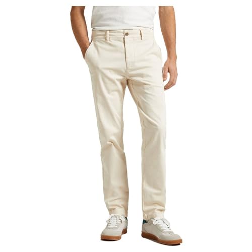 Pepe Jeans Herren Slim Chino Twill Hose, Beige (Elfenbeinweiß), Bundweite: 79 cm von Pepe Jeans